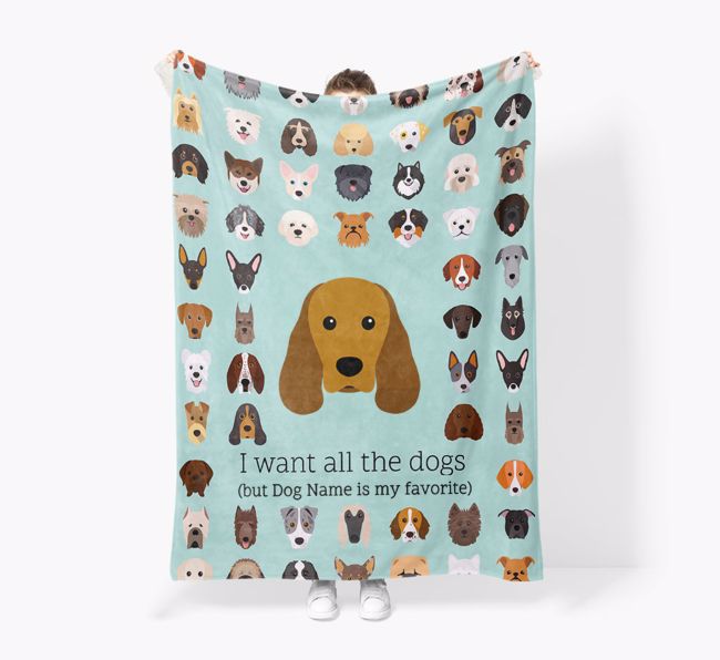 'All The Dogs' - Personalized {breedFullName} Blanket: Premium Sherpa Fleece